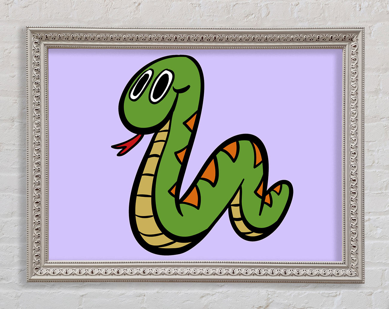 Cartoon Snake Lilac Framed Wall Art