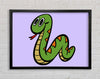 Cartoon Snake Lilac Framed Wall Art