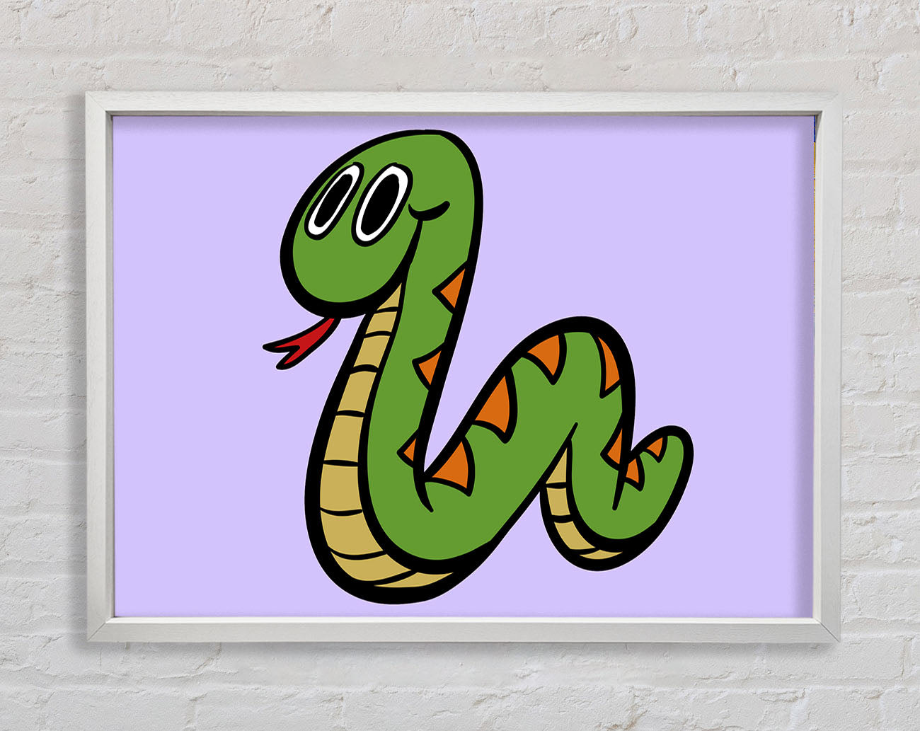 Cartoon Snake Lilac Framed Wall Art