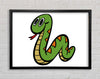 Cartoon Snake White Framed Wall Art