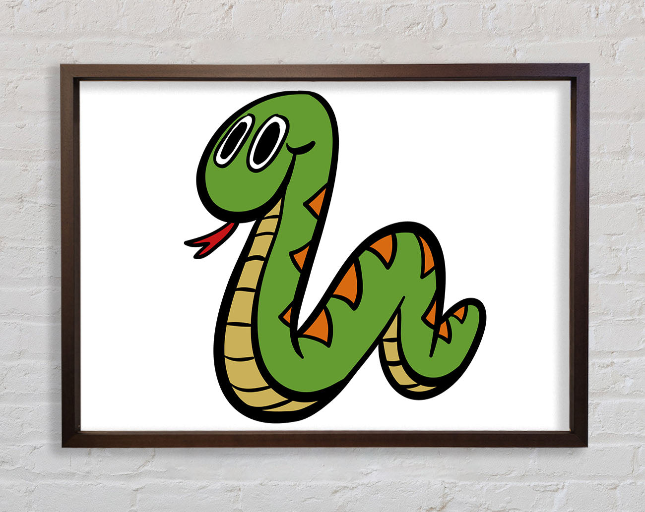 Cartoon Snake White Framed Wall Art