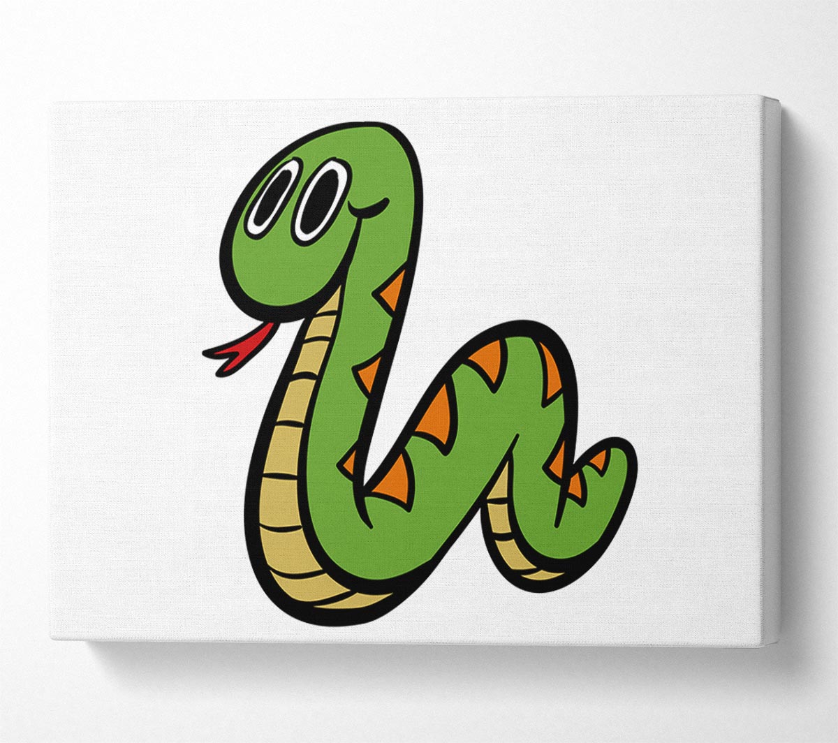 Cartoon Snake White Canvas Wall Art