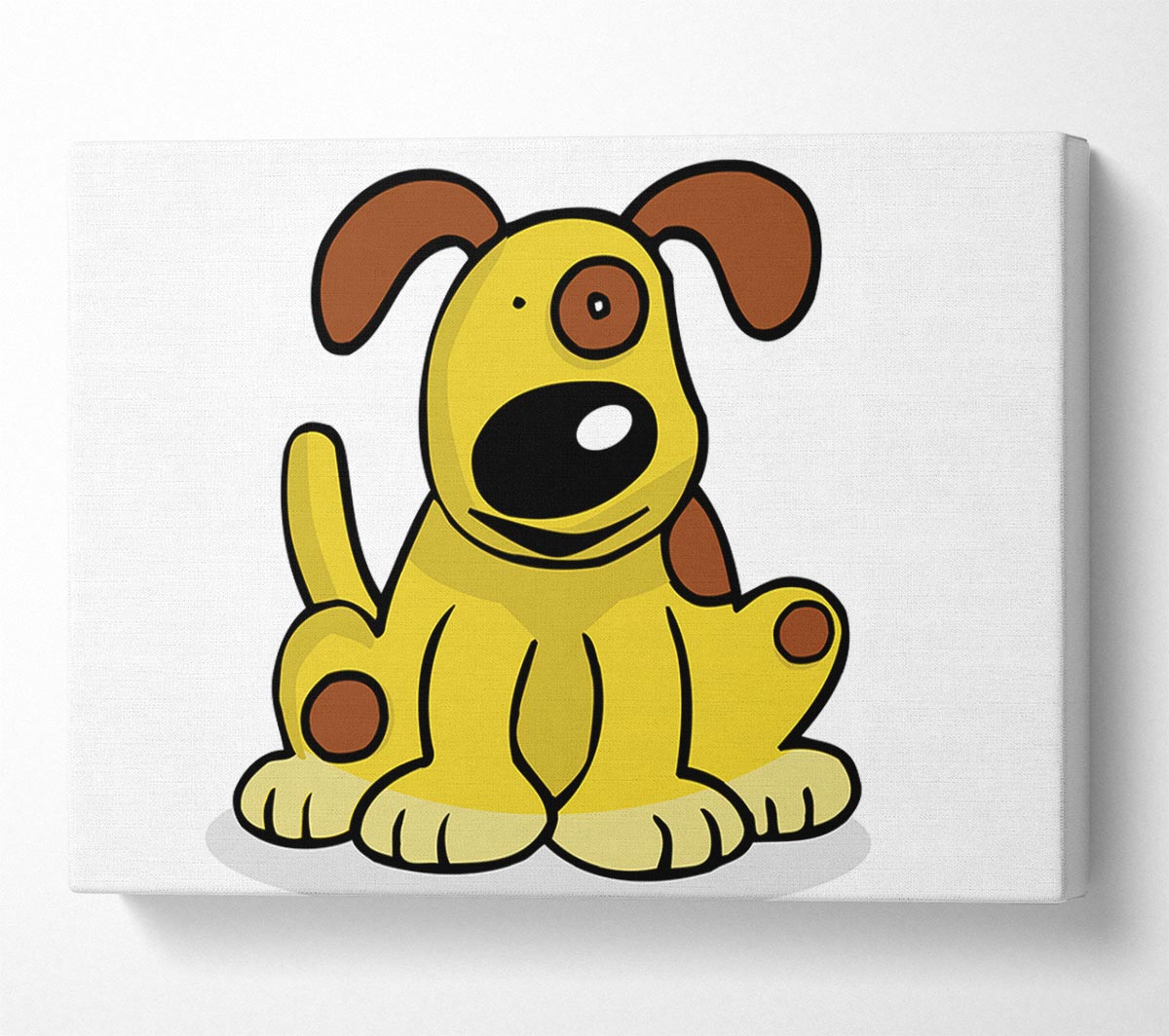 Dog Cartoon Tail White Canvas Wall Art