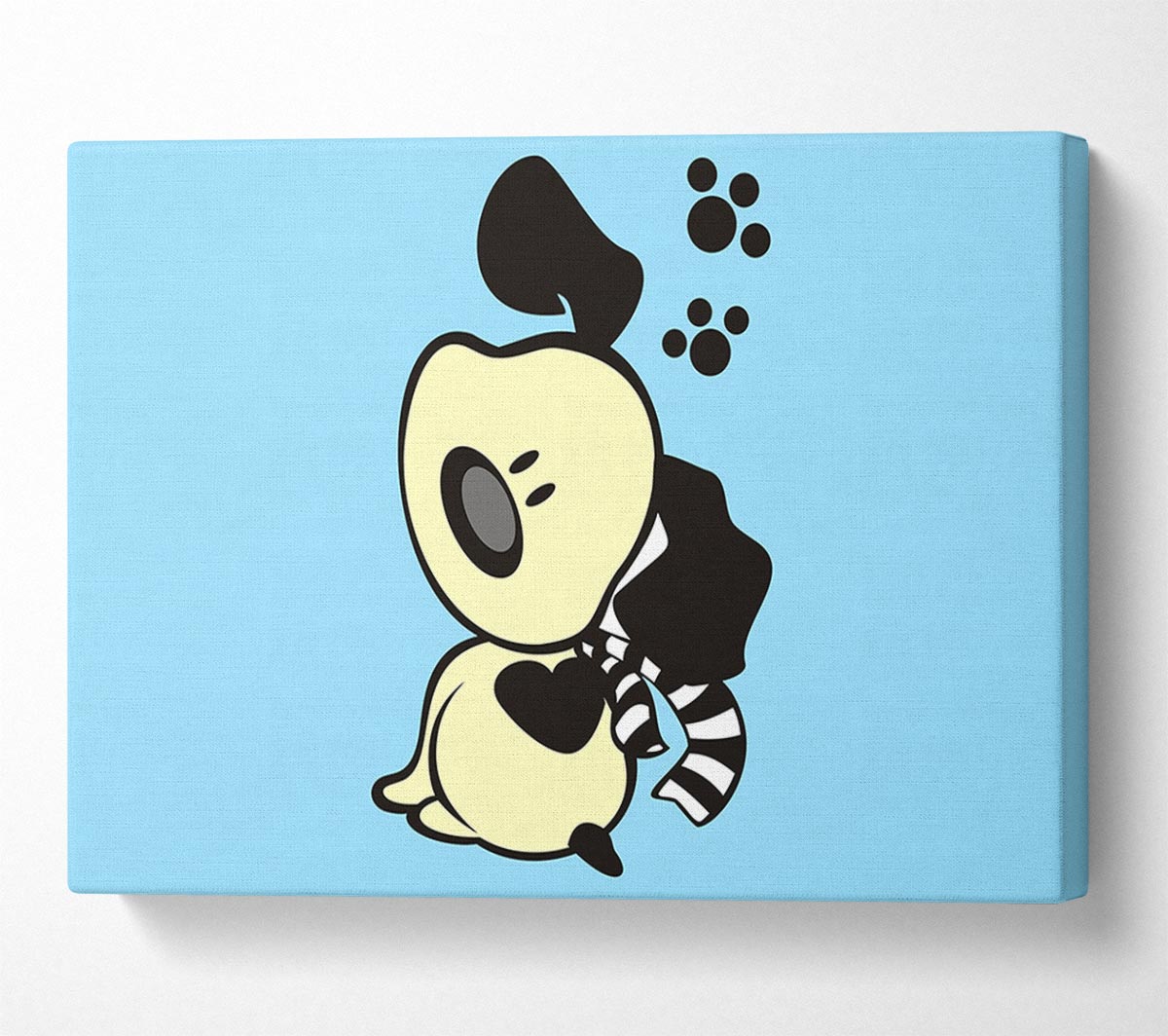 Dog Paw Print Scarf Baby Blue Canvas Wall Art