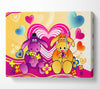 Donkeys And Hearts Celebration White Canvas Wall Art