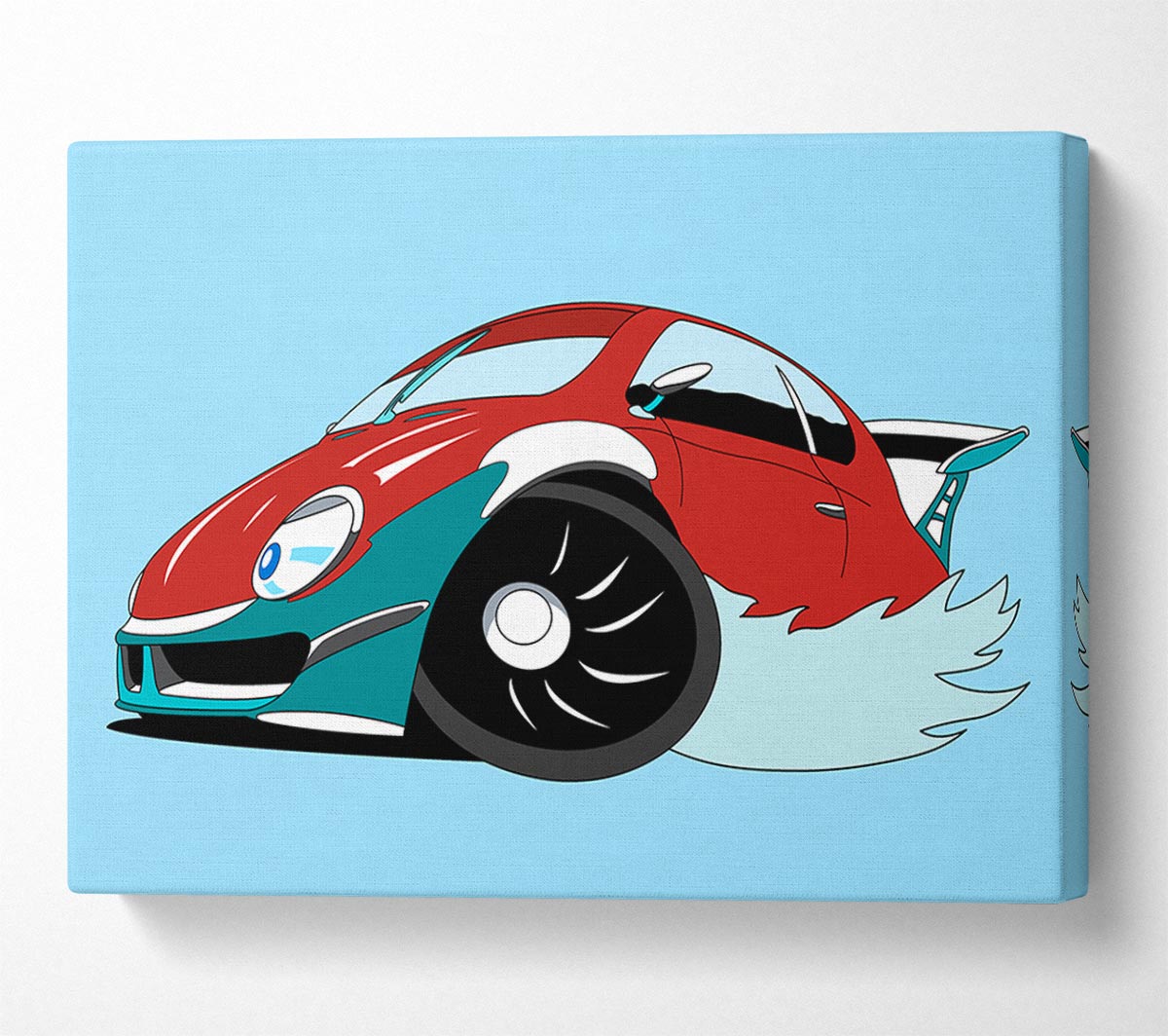 Fast Racecar Baby Blue Canvas Wall Art