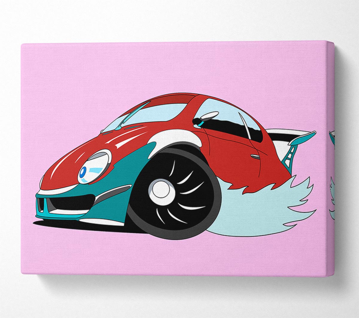 Fast Racecar Pink Canvas Wall Art