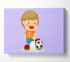 Footballer Standing On Ball Lilac Canvas Wall Art
