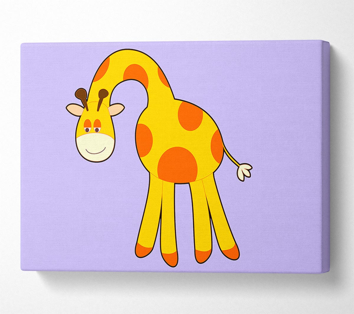 Funny Giraffe Looking Down Lilac Canvas Wall Art