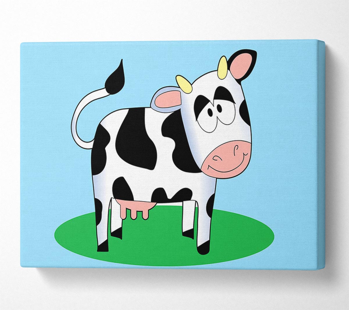 Happy Cow Baby Blue Canvas Wall Art