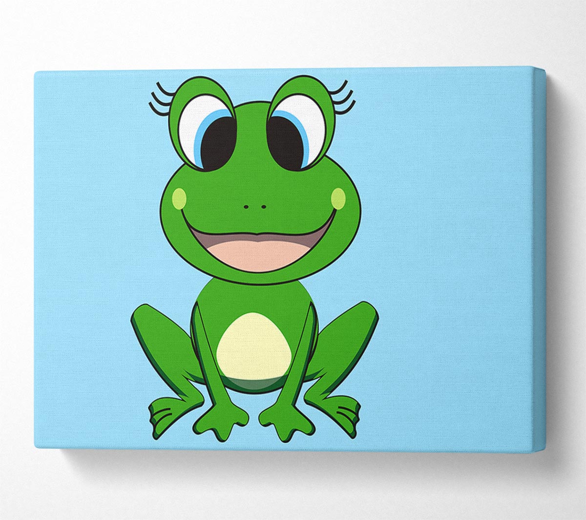 Happy Frog Ready To Leap Baby Blue Canvas Wall Art