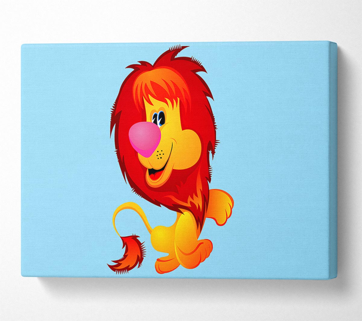 Happy Lion Baby Blue Canvas Wall Art