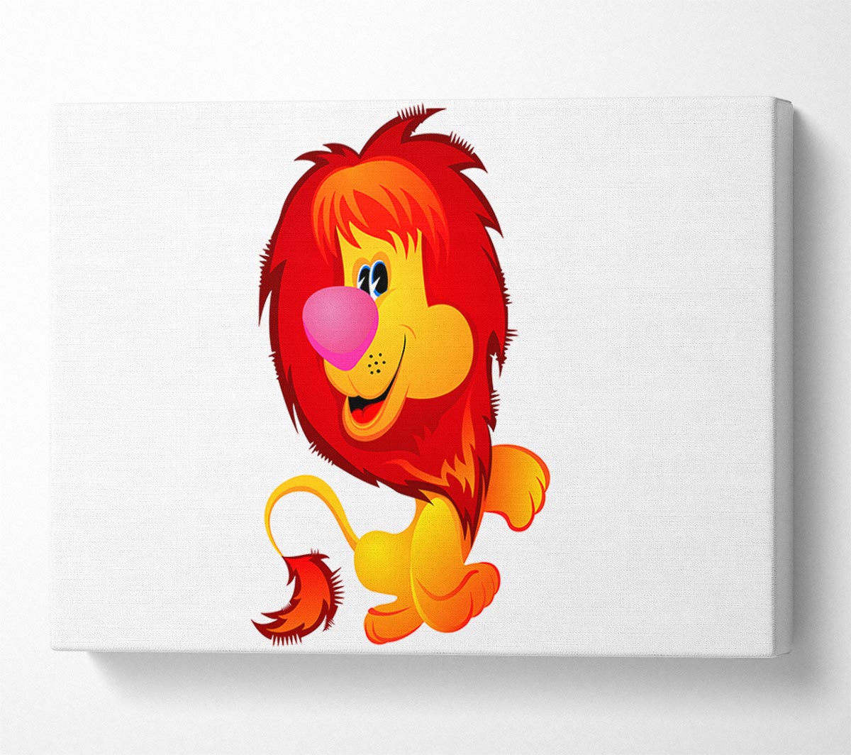 Happy Lion White Canvas Wall Art