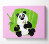Panda Eating Bamboo Pink Canvas Wall Art