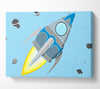 Rocket Ship Baby Blue Canvas Wall Art