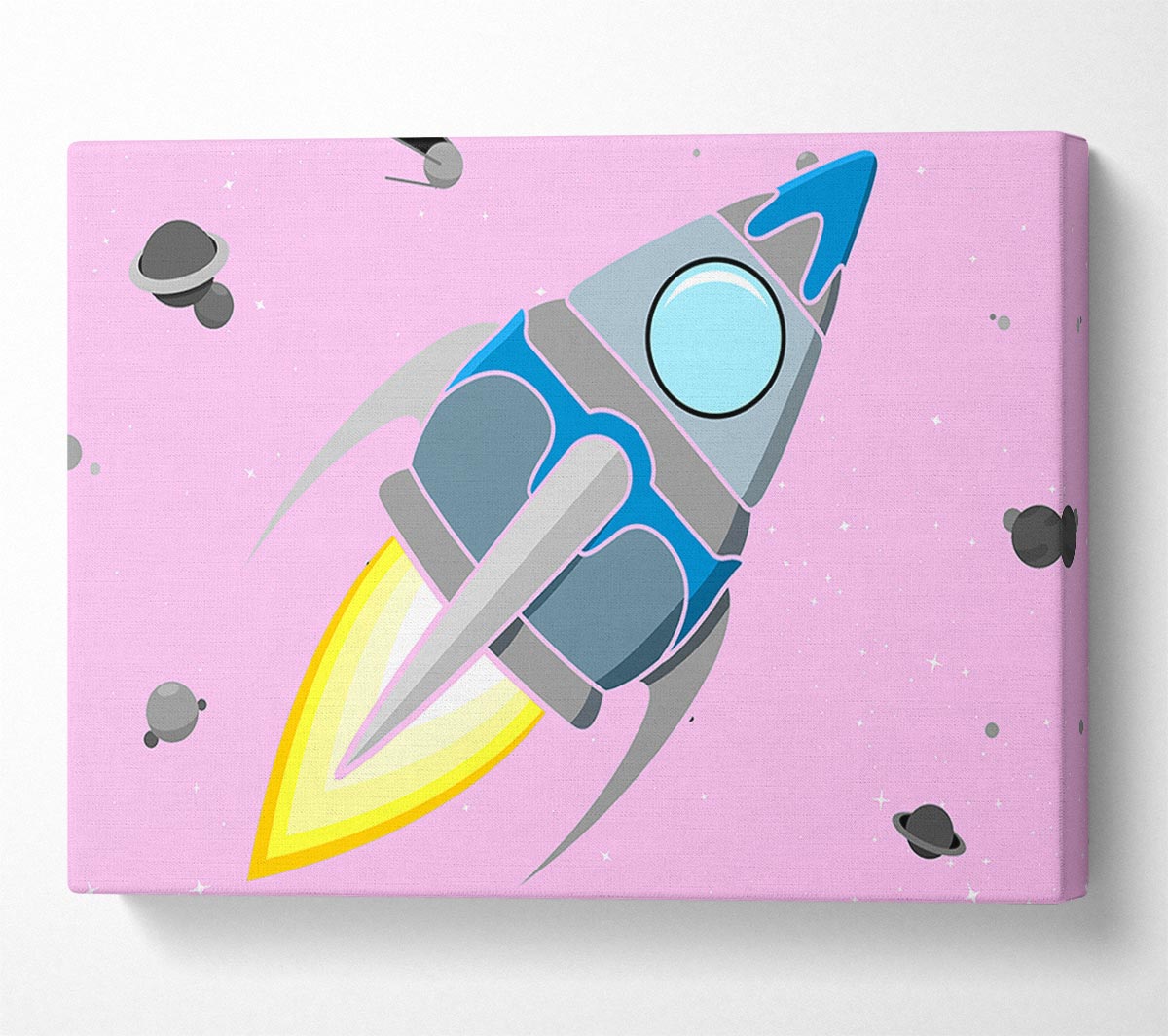 Rocket Ship Pink Canvas Wall Art