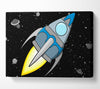 Rocket Ship White Canvas Wall Art