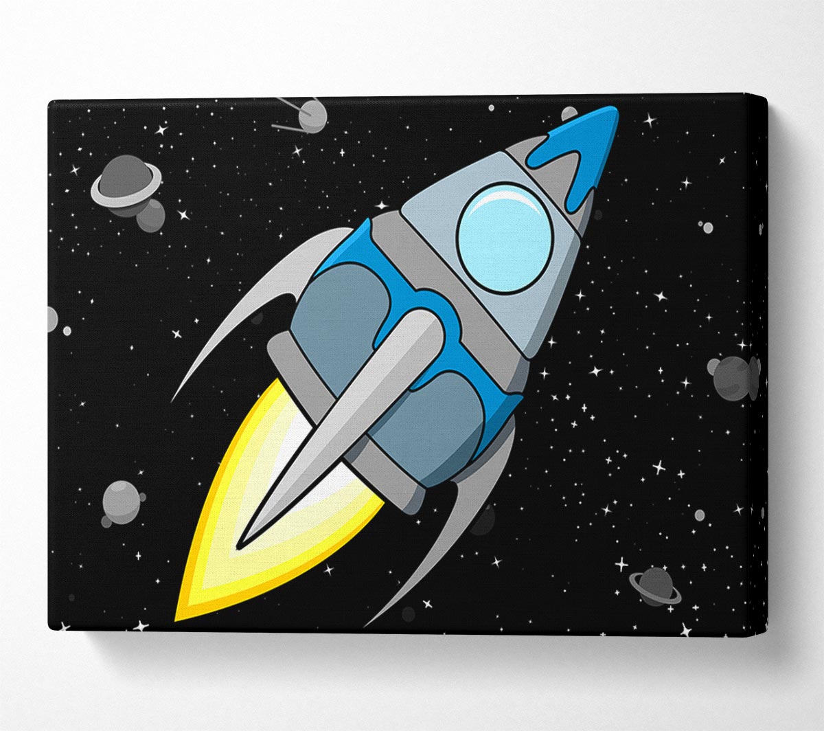 Rocket Ship White Canvas Wall Art