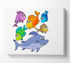 Shark And Fish White Canvas Wall Art