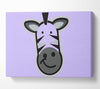Smiling Zebra Face Lilac Canvas Wall Art