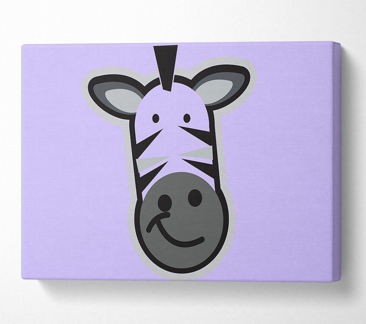 Smiling Zebra Face Lilac Canvas Wall Art