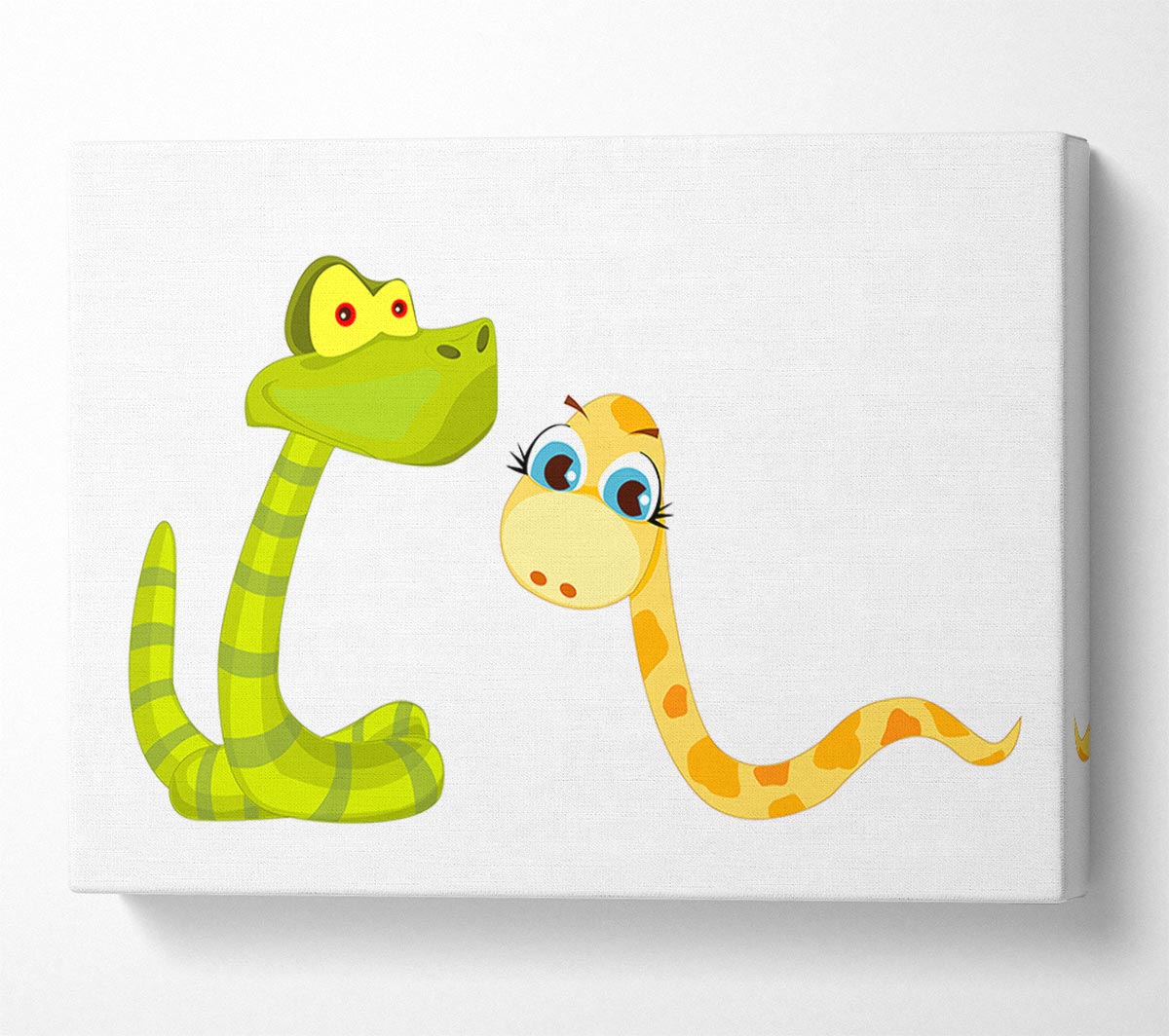 Two Snakes White Canvas Wall Art