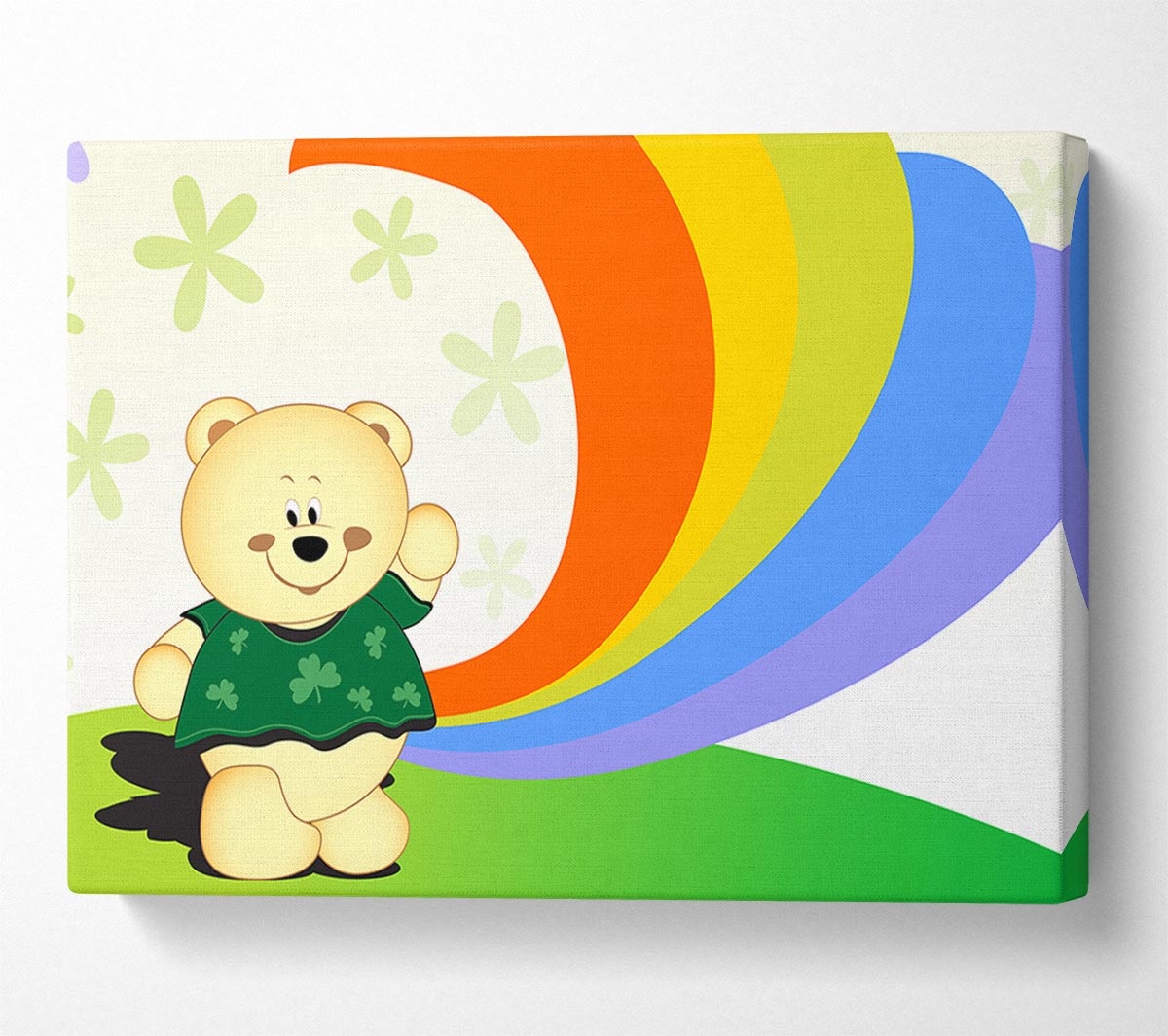 Waving Rainbow Bear Lilac Canvas Wall Art