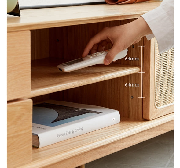 Haygashen Rattan TV Stand, Oak