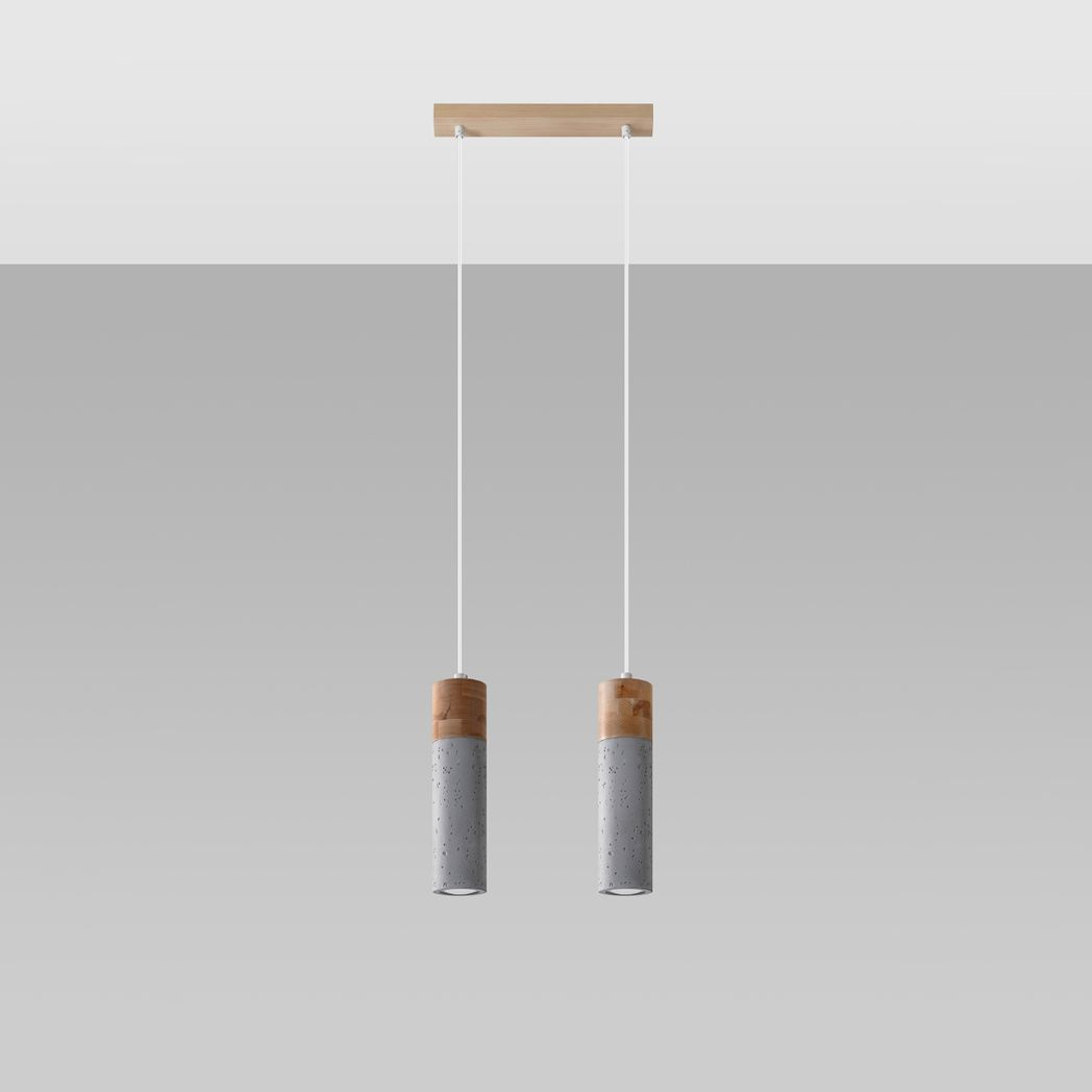 Pendant lamp concrete, wood Zane industrial Design GU10