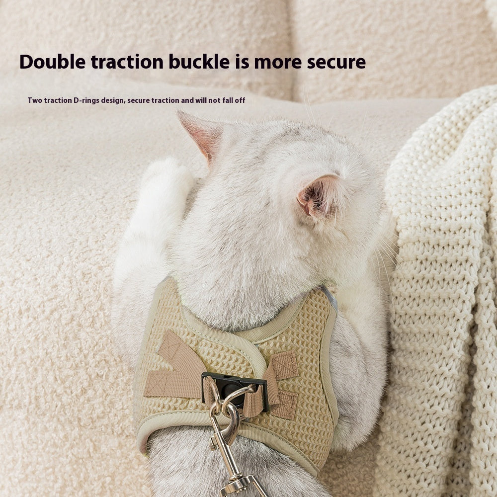 Fashion Waffle Cat Pulling Rope Chest Strap