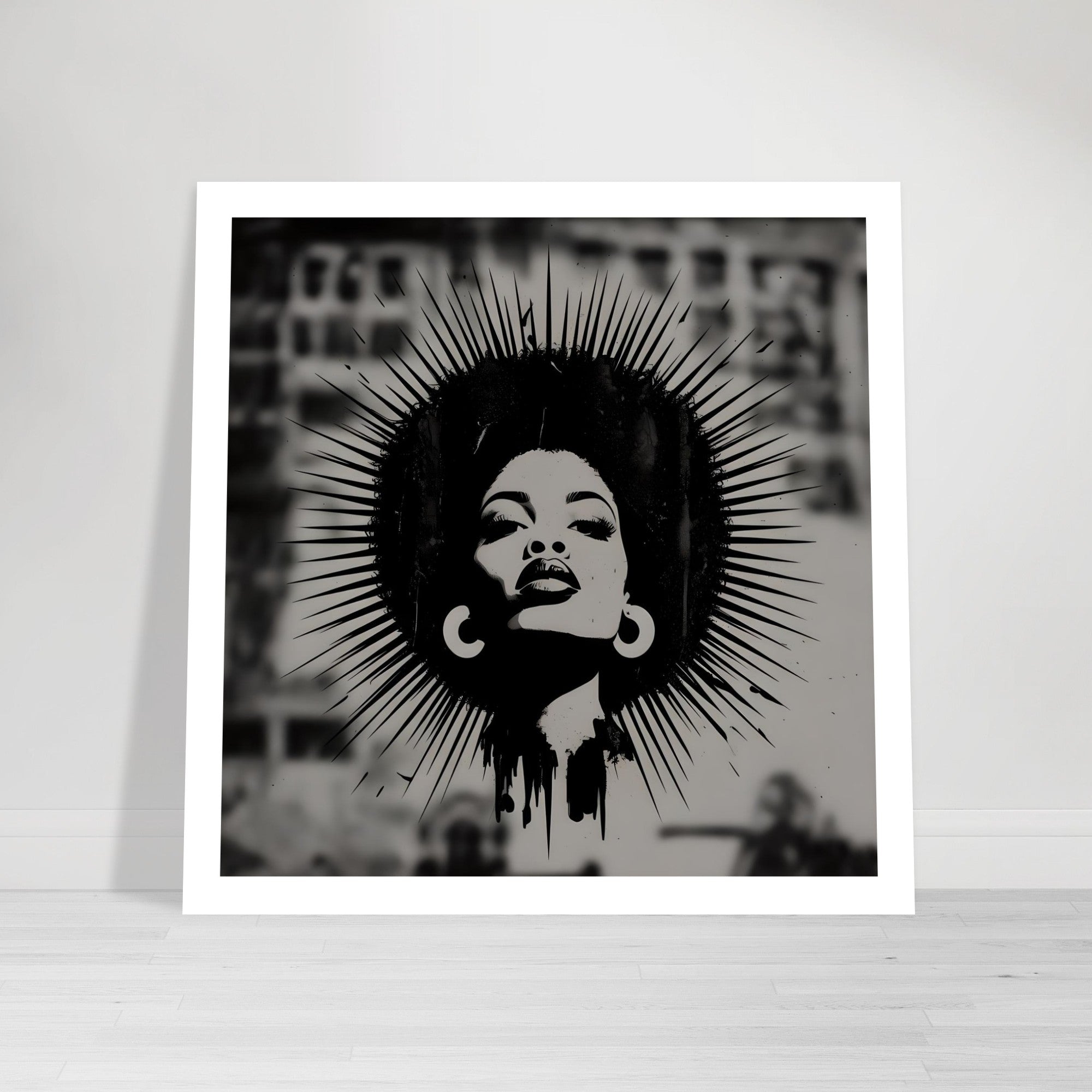 Afro Woman Silhouette Art Print – Grayscale Modern Wall Poster | Bold Feminine Decor