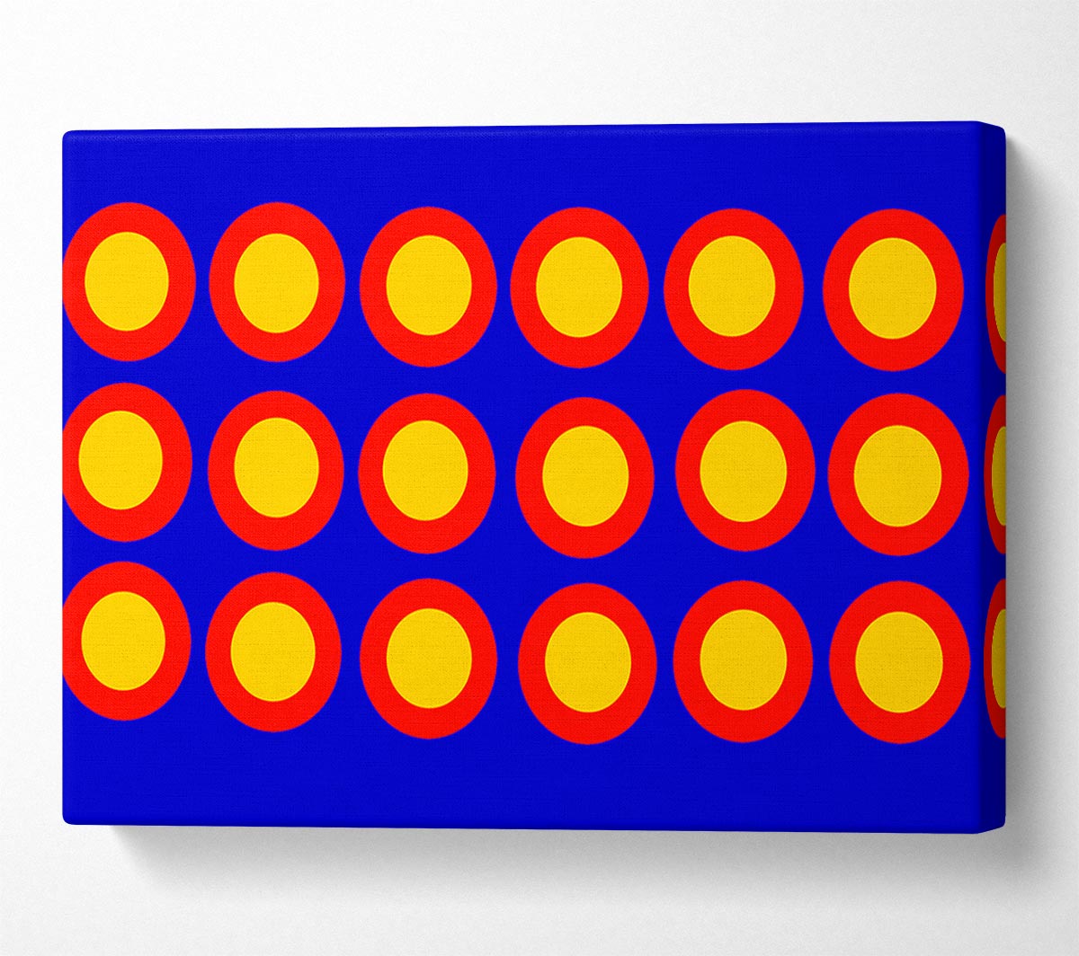 Circles Of Light Yellow On Blue Canvas Wall Art