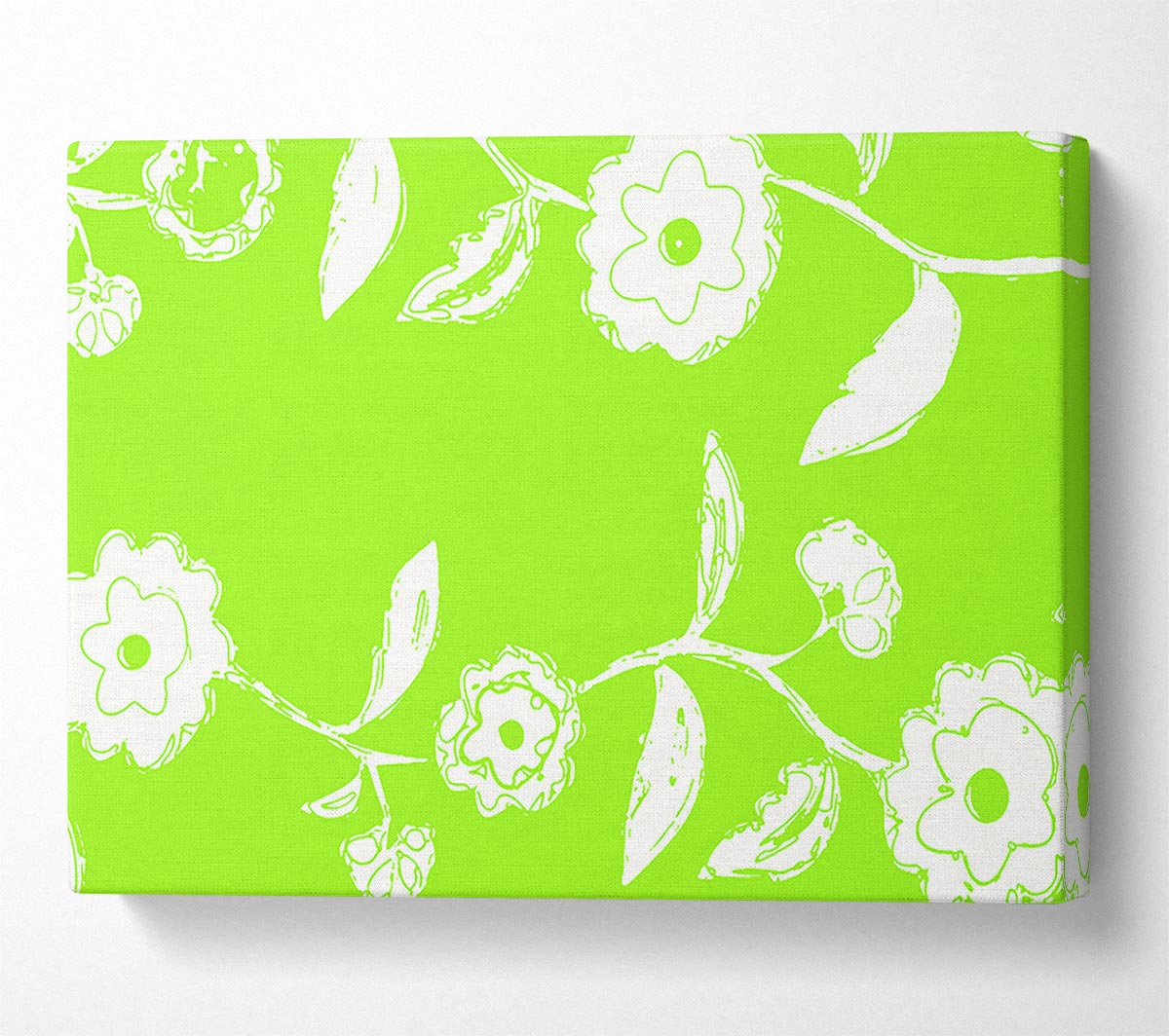 Flower Essence Lime Green Canvas Wall Art