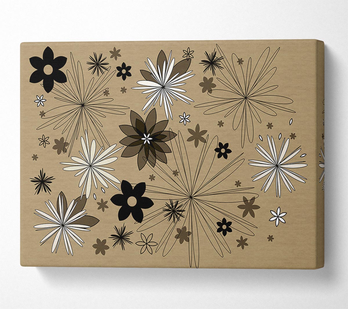 Flowers In Bloom Beige Canvas Wall Art