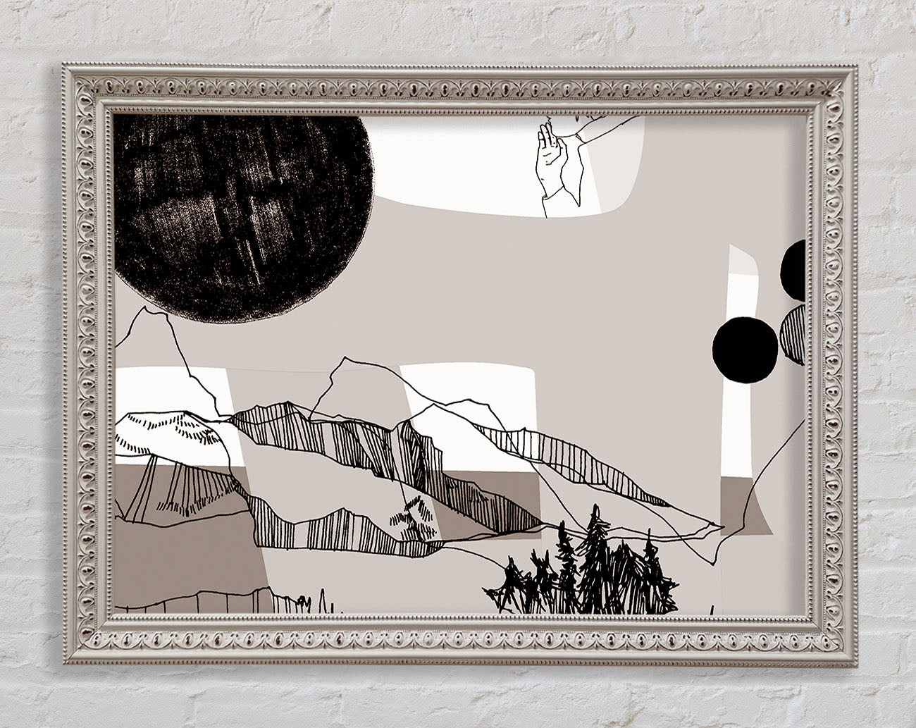 Abstract Mountain Beige Framed Wall Art
