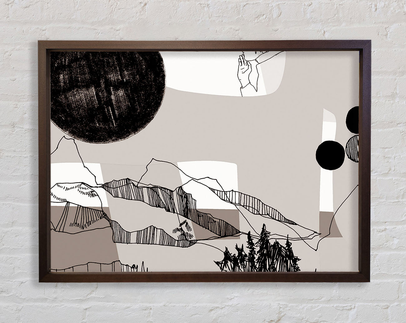 Abstract Mountain Beige Framed Wall Art