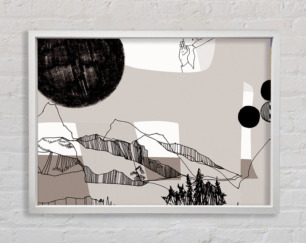 Abstract Mountain Beige Framed Wall Art