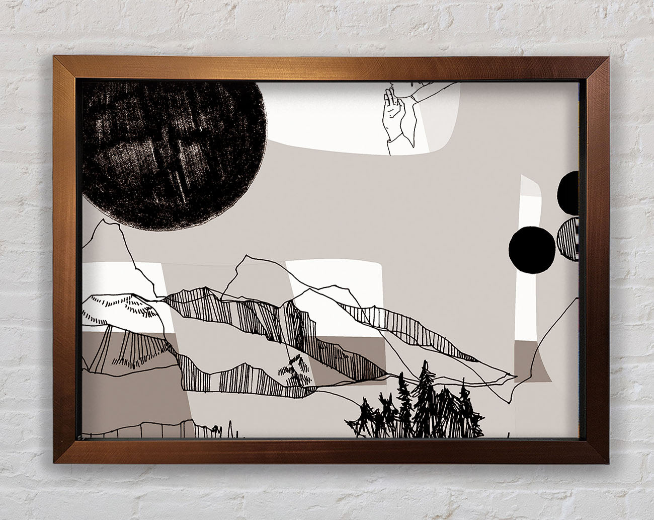 Abstract Mountain Beige Framed Wall Art