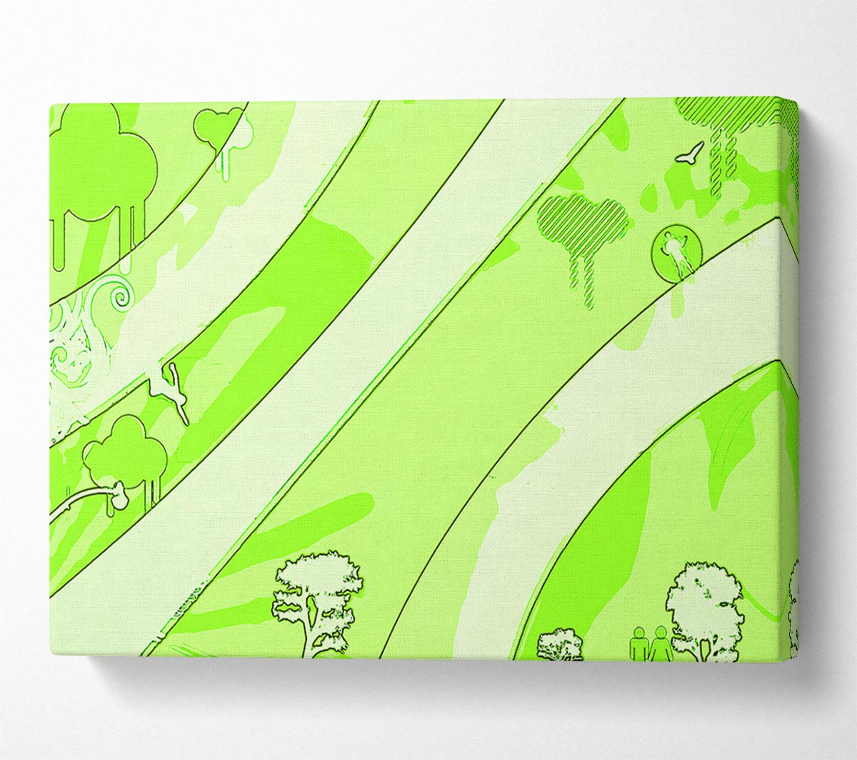 Rainbow Trees Lime Canvas Wall Art