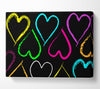 Multi-Coloured Love Hearts Canvas Wall Art