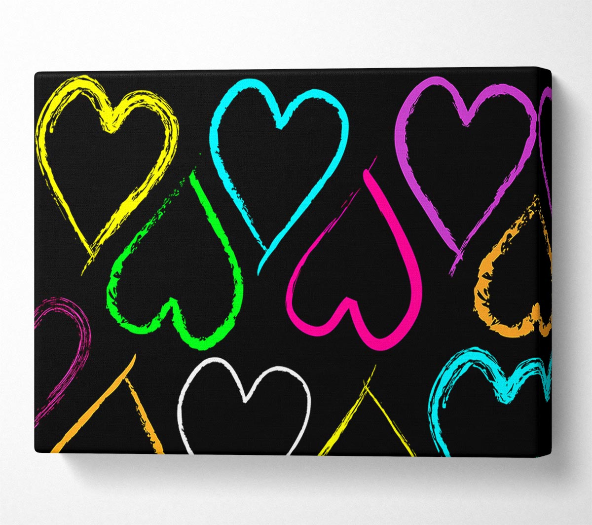 Multi-Coloured Love Hearts Canvas Wall Art