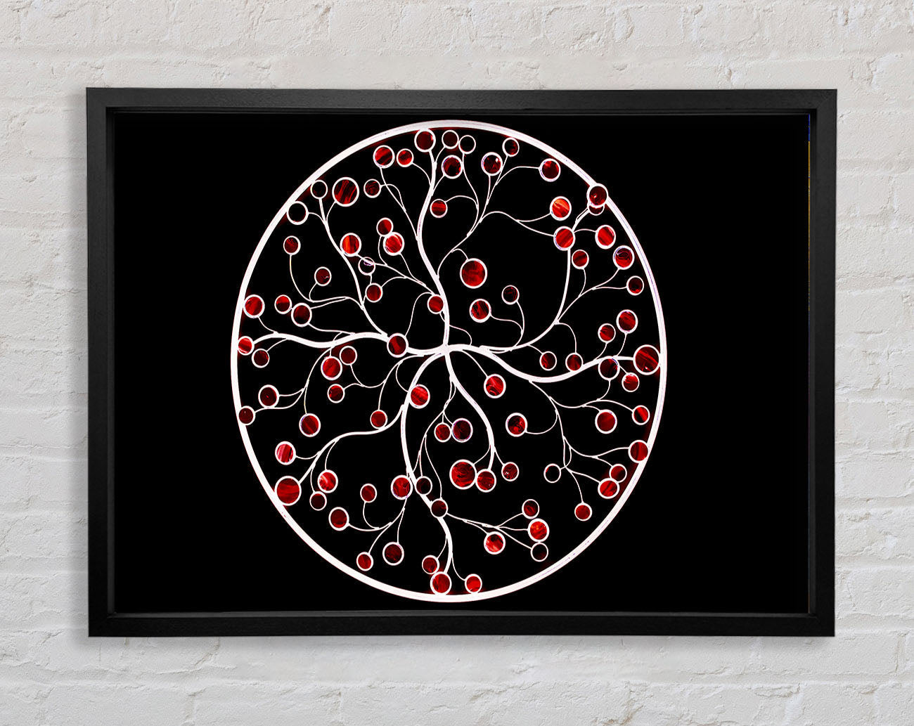 Circle Of Life Red On Black Framed Wall Art