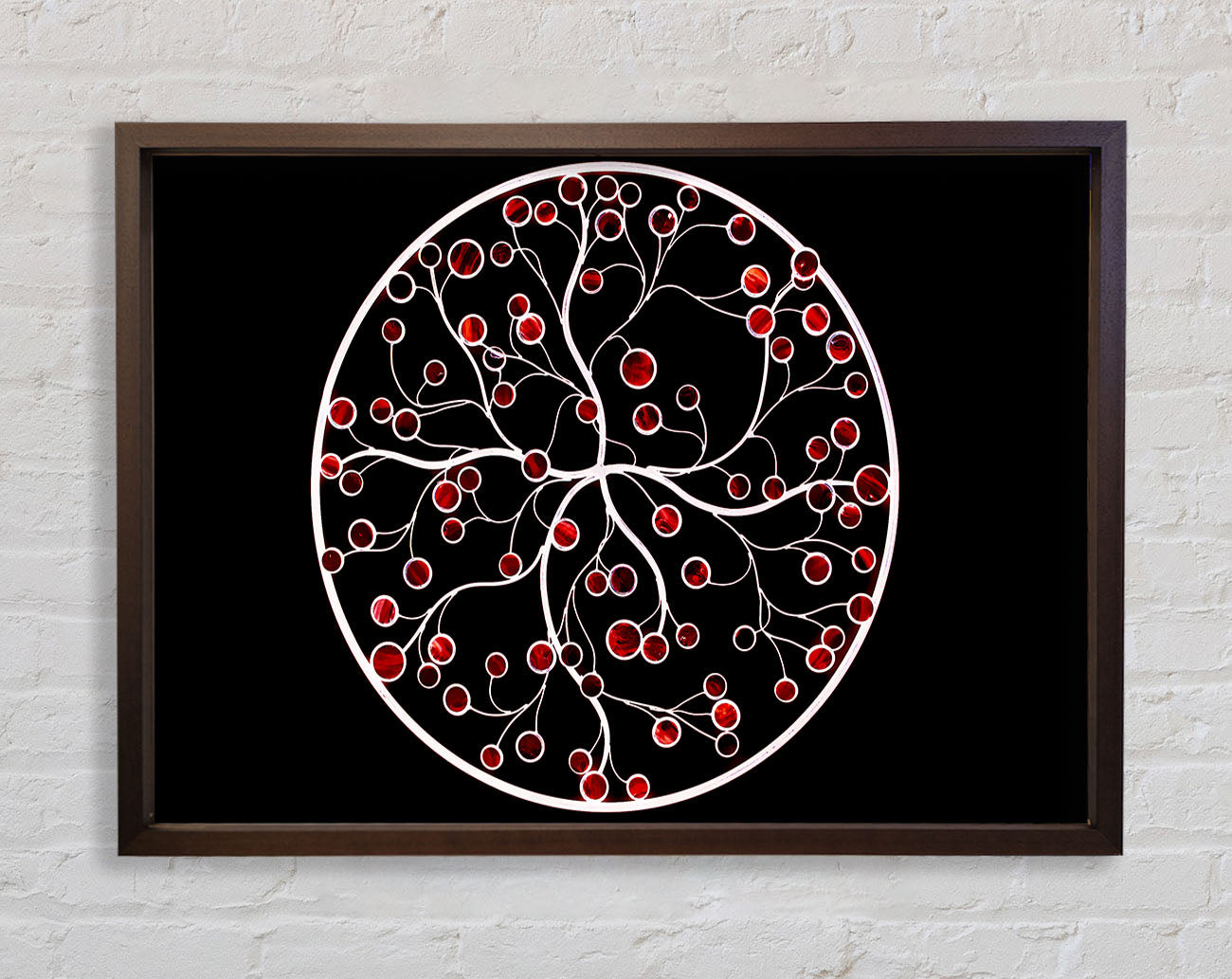 Circle Of Life Red On Black Framed Wall Art