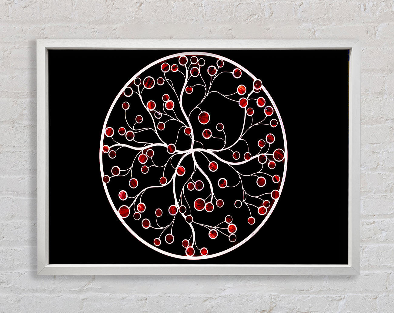 Circle Of Life Red On Black Framed Wall Art