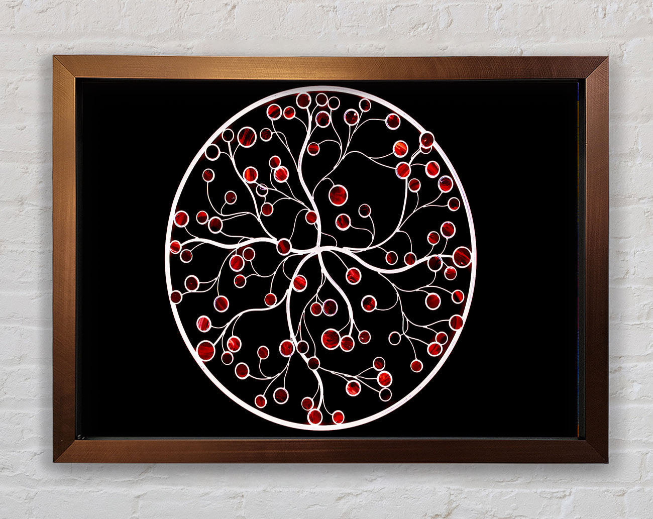 Circle Of Life Red On Black Framed Wall Art