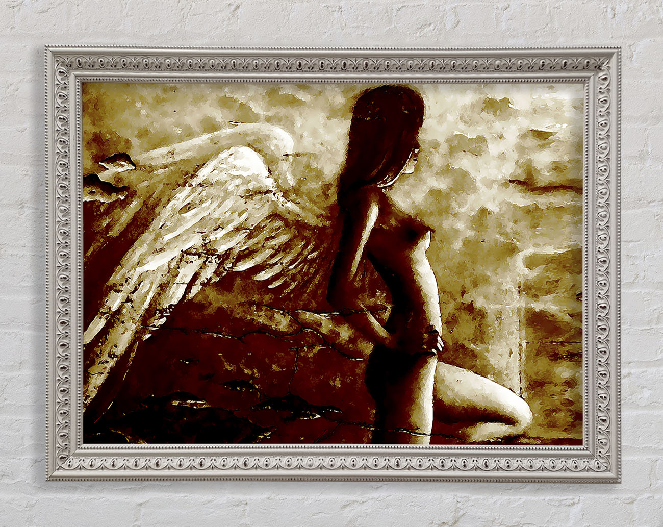 Brown Winged Angel Framed Wall Art