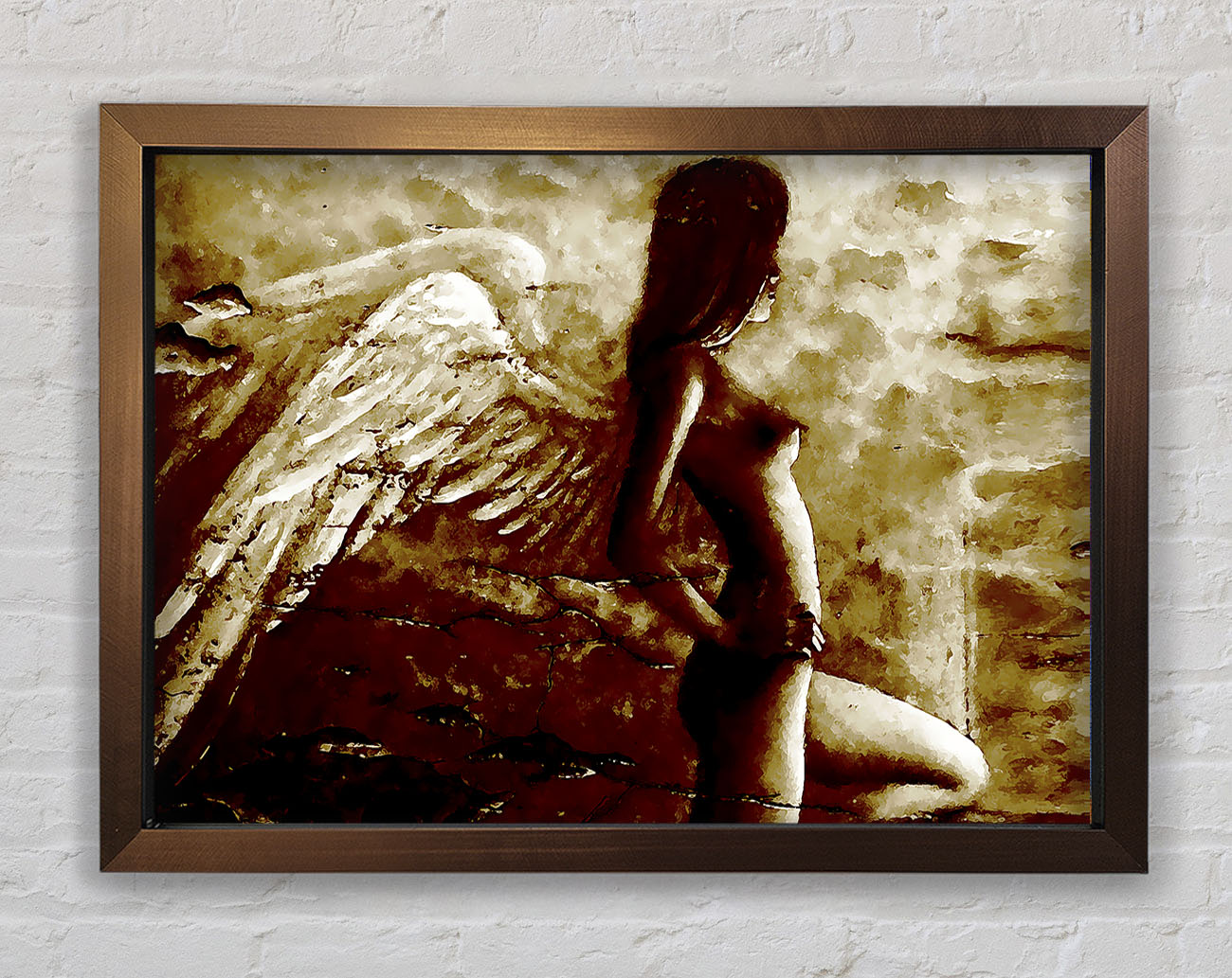 Brown Winged Angel Framed Wall Art
