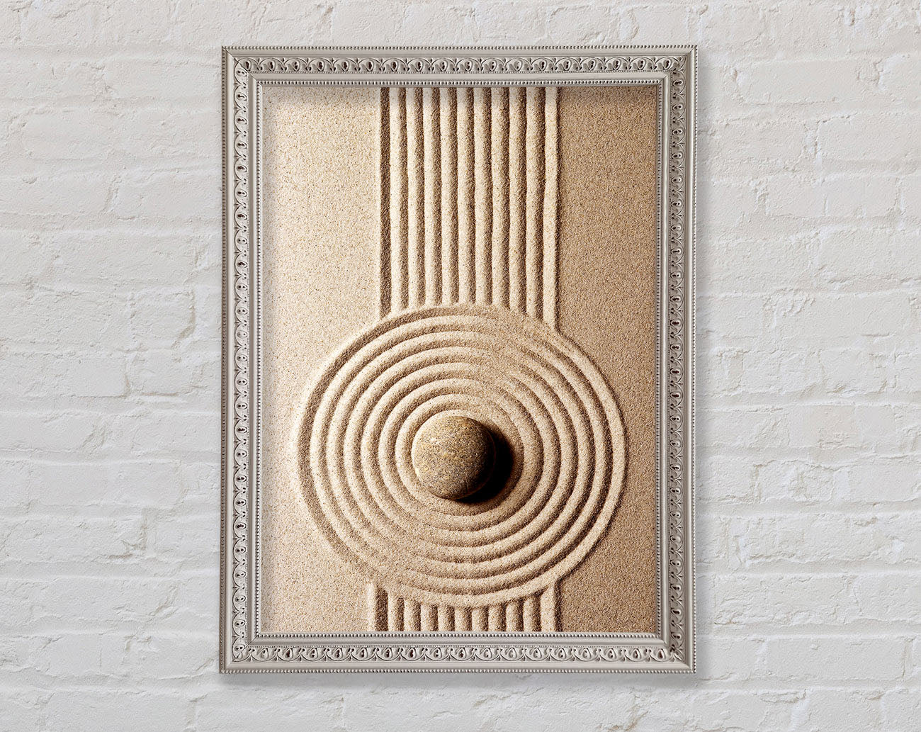 Circular Sand Script Zen Framed Wall Art