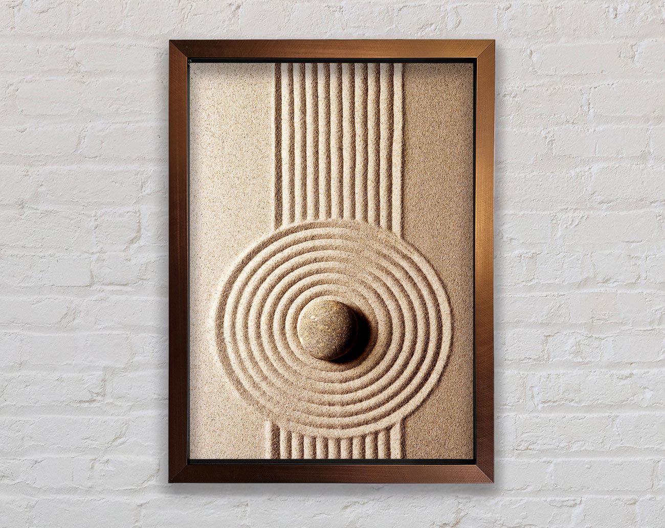 Circular Sand Script Zen Framed Wall Art