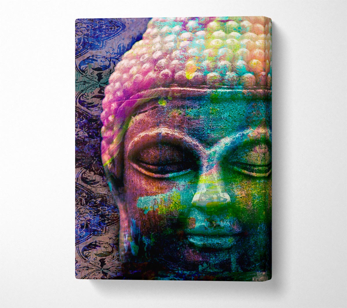 Retro Rainbow Buddha Canvas Wall Art